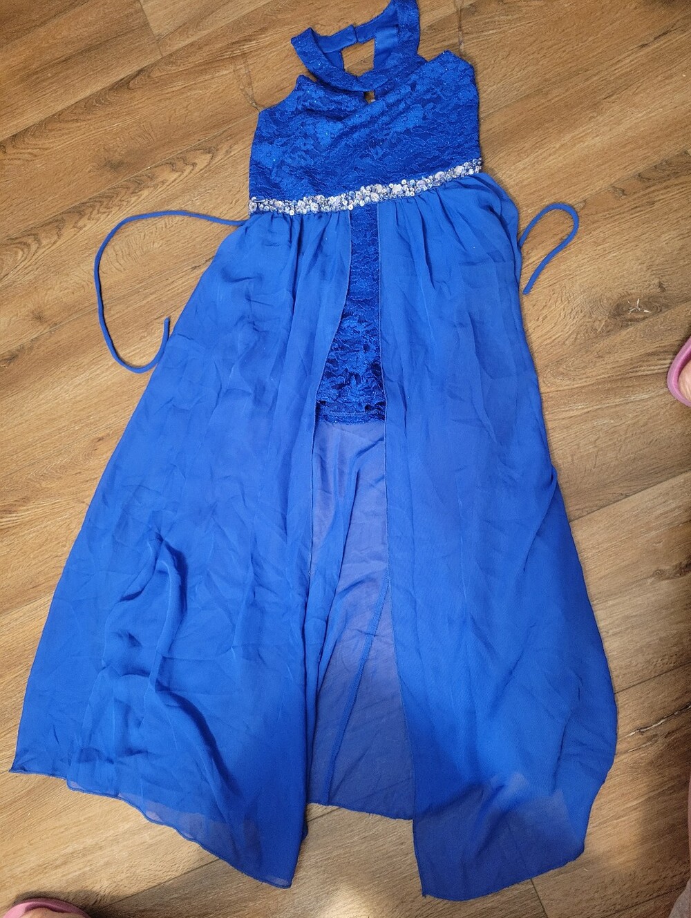 Speechless Royal Blue Lace & Chiffon High-Low Party Dress